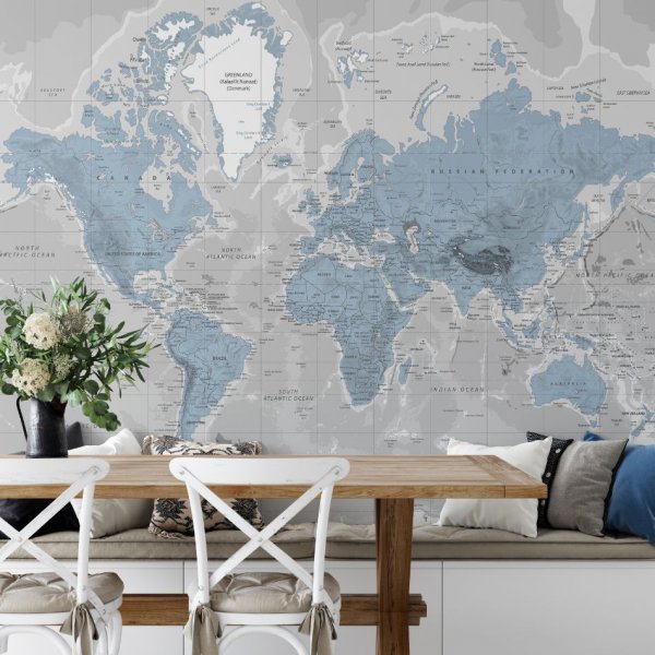 Tapeta na ścianę - BLUE WORLD MAP